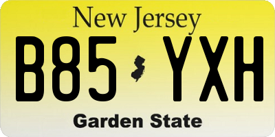 NJ license plate B85YXH