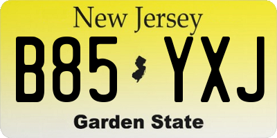NJ license plate B85YXJ