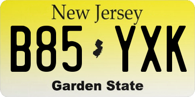 NJ license plate B85YXK