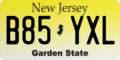 NJ license plate B85YXL