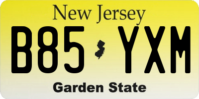 NJ license plate B85YXM