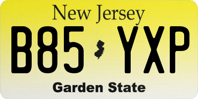 NJ license plate B85YXP