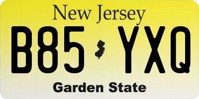 NJ license plate B85YXQ