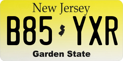 NJ license plate B85YXR