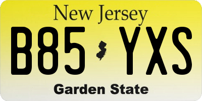 NJ license plate B85YXS