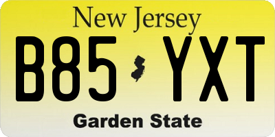 NJ license plate B85YXT