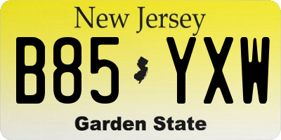 NJ license plate B85YXW