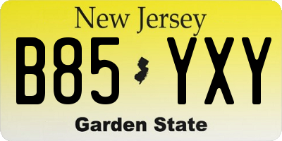 NJ license plate B85YXY