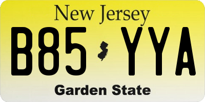 NJ license plate B85YYA