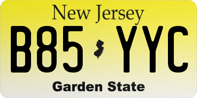 NJ license plate B85YYC