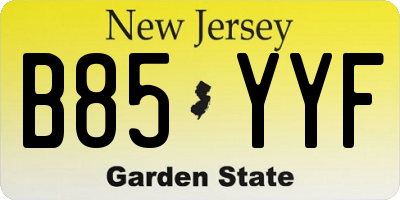 NJ license plate B85YYF