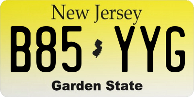NJ license plate B85YYG