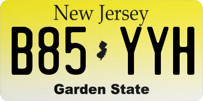 NJ license plate B85YYH
