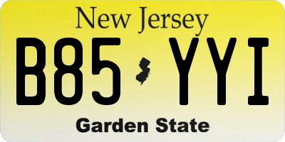 NJ license plate B85YYI