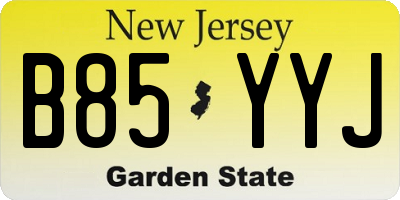 NJ license plate B85YYJ