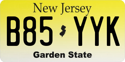 NJ license plate B85YYK