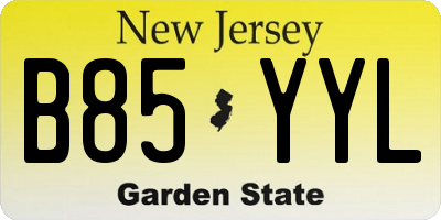 NJ license plate B85YYL