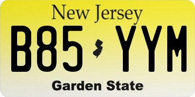 NJ license plate B85YYM