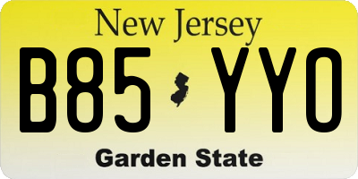 NJ license plate B85YYO