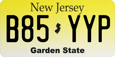 NJ license plate B85YYP