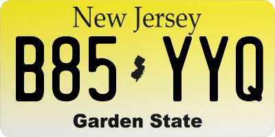 NJ license plate B85YYQ
