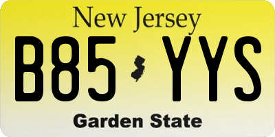 NJ license plate B85YYS