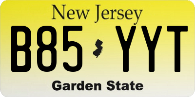 NJ license plate B85YYT
