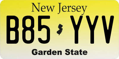 NJ license plate B85YYV