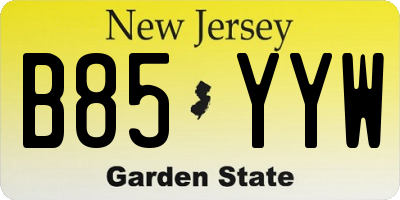NJ license plate B85YYW