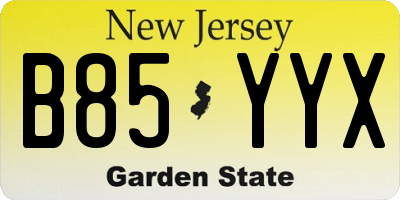 NJ license plate B85YYX