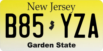 NJ license plate B85YZA