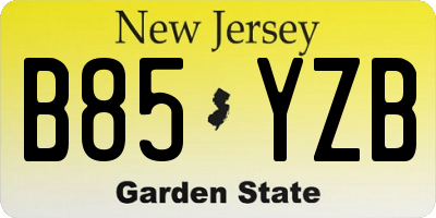 NJ license plate B85YZB