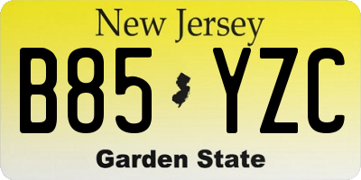 NJ license plate B85YZC