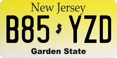 NJ license plate B85YZD