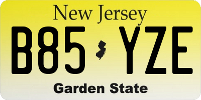 NJ license plate B85YZE