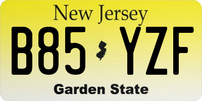 NJ license plate B85YZF