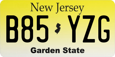 NJ license plate B85YZG