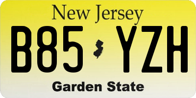 NJ license plate B85YZH