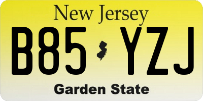 NJ license plate B85YZJ