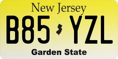 NJ license plate B85YZL