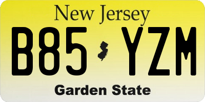 NJ license plate B85YZM