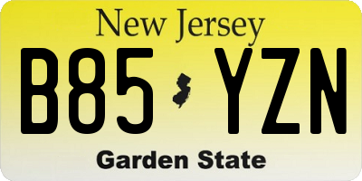 NJ license plate B85YZN