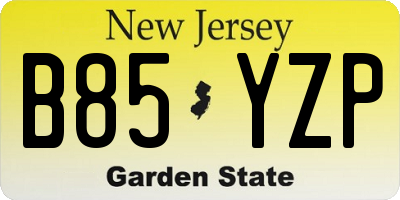 NJ license plate B85YZP