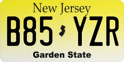 NJ license plate B85YZR