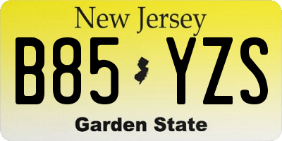 NJ license plate B85YZS