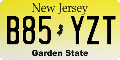 NJ license plate B85YZT