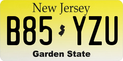 NJ license plate B85YZU