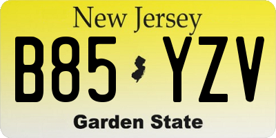 NJ license plate B85YZV