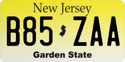 NJ license plate B85ZAA