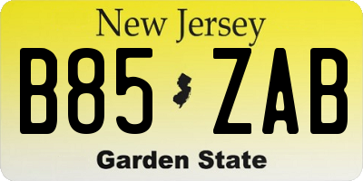 NJ license plate B85ZAB